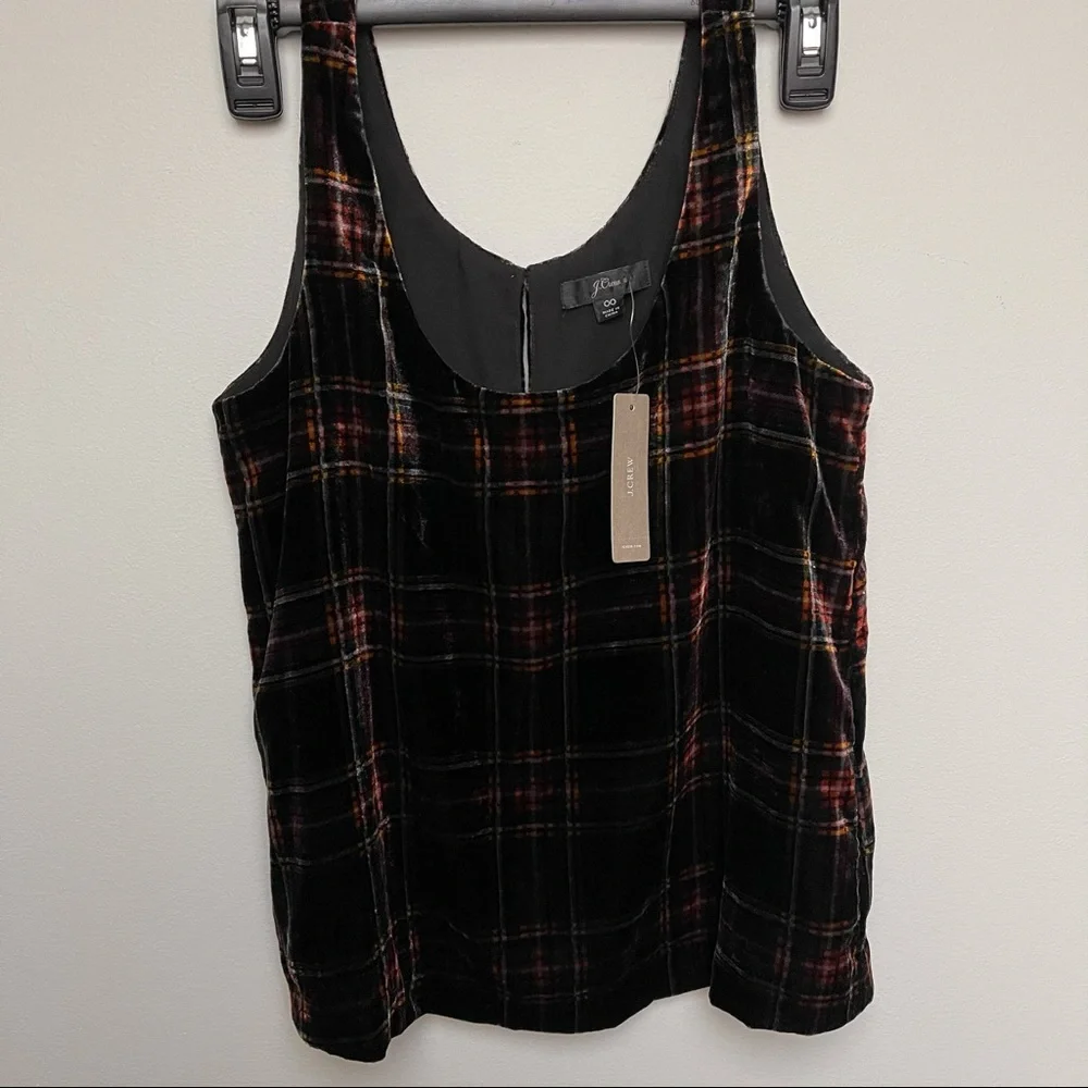 J. Crew Velour Plaid Top